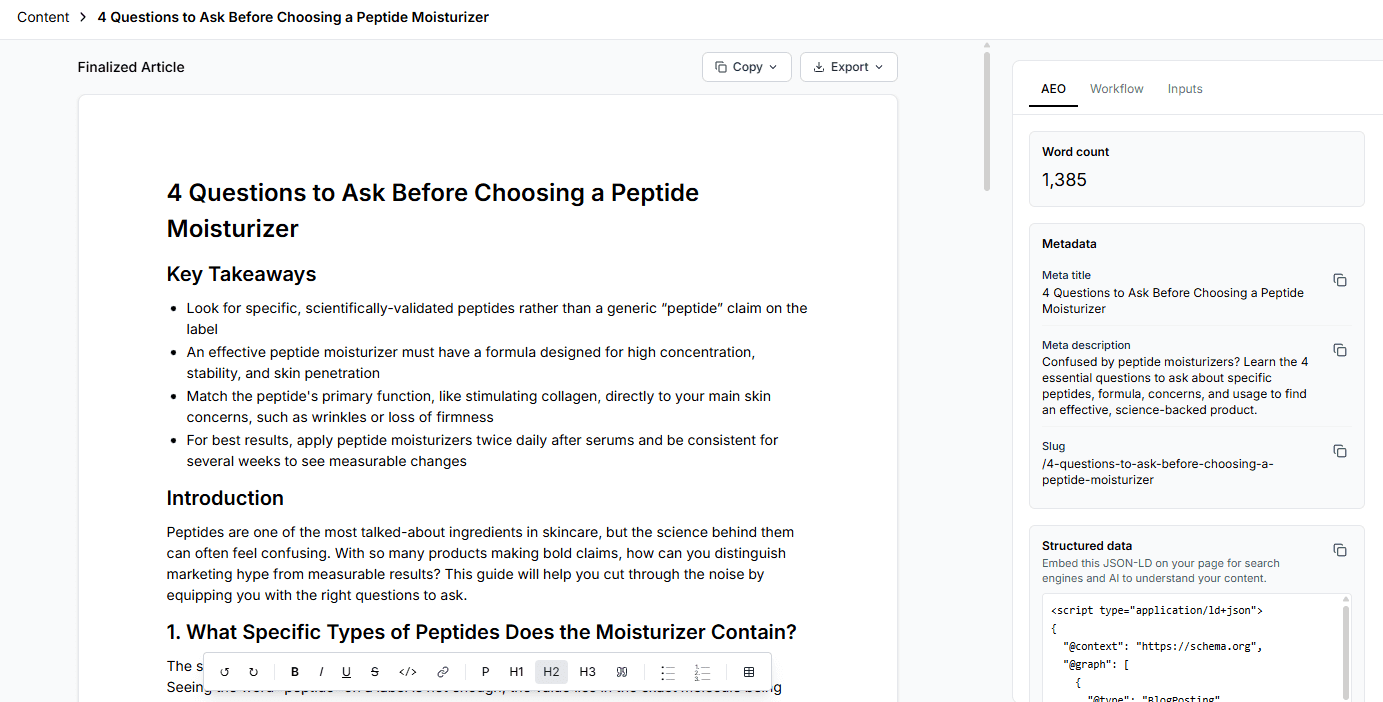 AI-optimized blog content