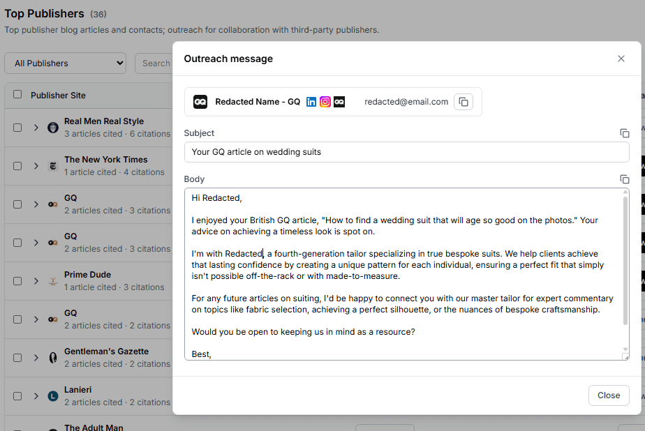 Top publishers and outreach opportunities